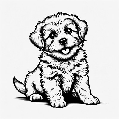 Cute fluffy puppy illustration