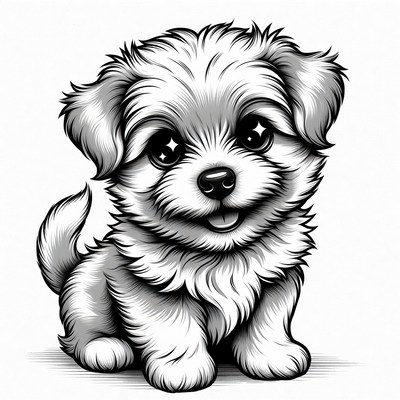 Cute fluffy puppy illustration