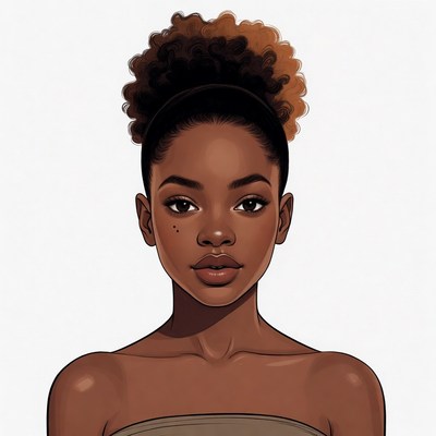 African-American woman with curly afro