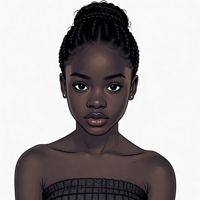 African girl with braided hair