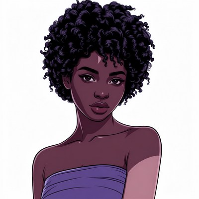 Beautiful African woman with curly hair