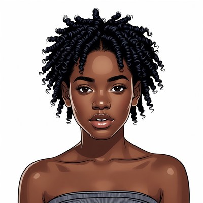 African-American woman with curly hair