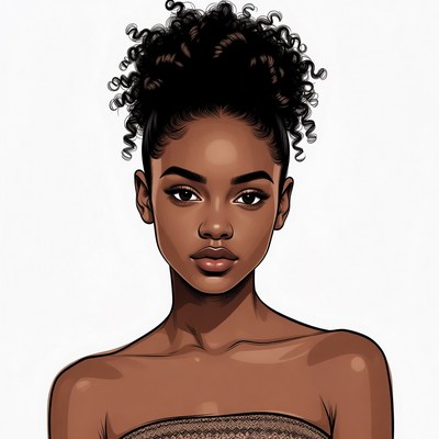 Beautiful African-American woman with curly hair