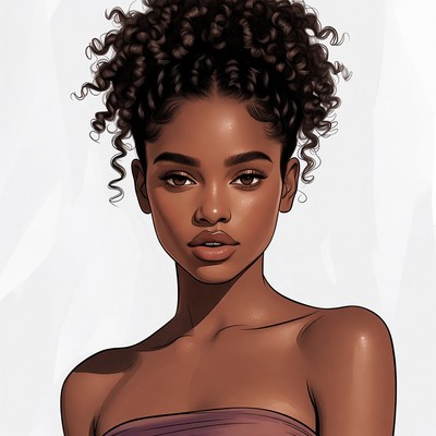 Beautiful African-American woman with curly hair