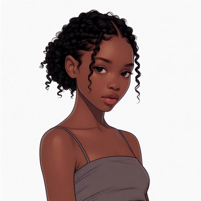 African-American girl with curly hair