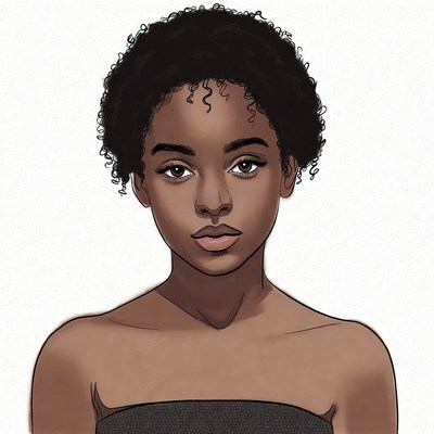 African-American woman with curly hair