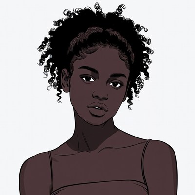 African-American woman with curly hair