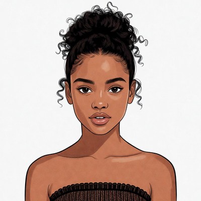 Beautiful Black woman with curly updo