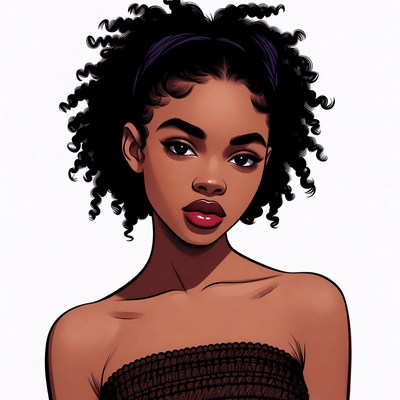 Beautiful African-American woman with curly hair