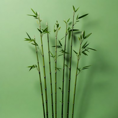 Bamboo stalks on green background