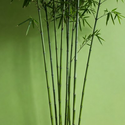 Green Bamboo Stalks on Isolated Background
