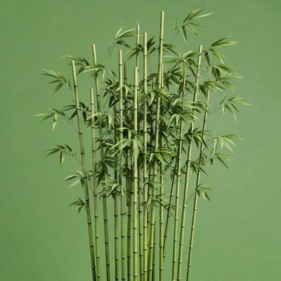 Bamboo stalks on green background