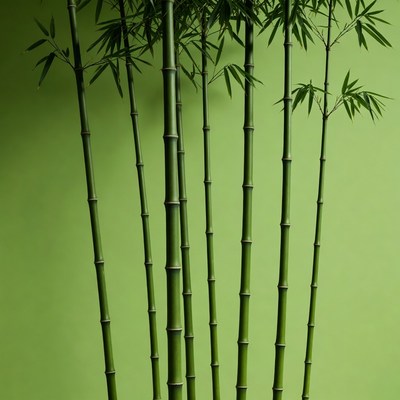 Bamboo stalks on green background
