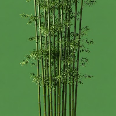 Bamboo stalks on green background