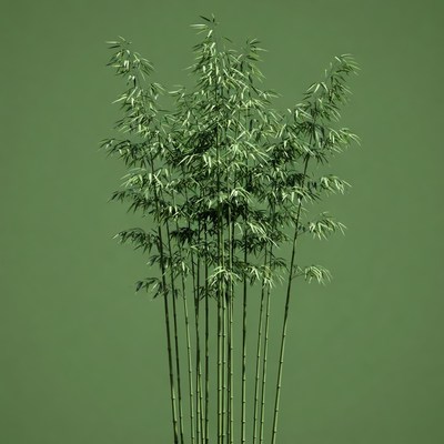 Tall Bamboo Plants on Green Background