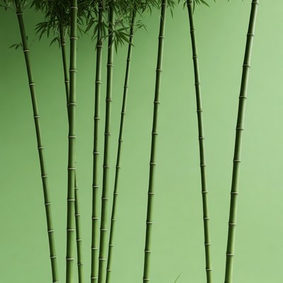 Bamboo stalks on green background