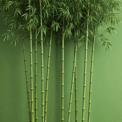 Bamboo stalks on green background