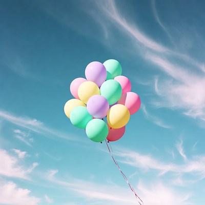 Colorful Balloons Floating in Sky