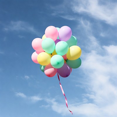 Colorful Balloons Floating in Sky