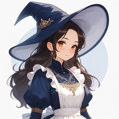 Anime girl in blue witch hat