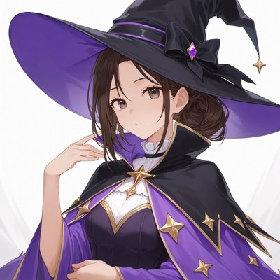 Anime witch girl in purple dress