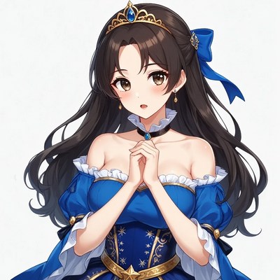 Anime girl in blue princess dress
