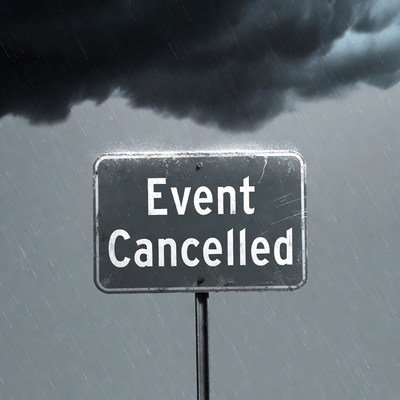 Event Cancelled Sign in Rain
