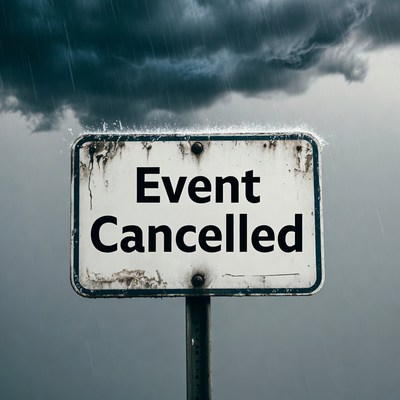 Event Cancelled Sign in Rain