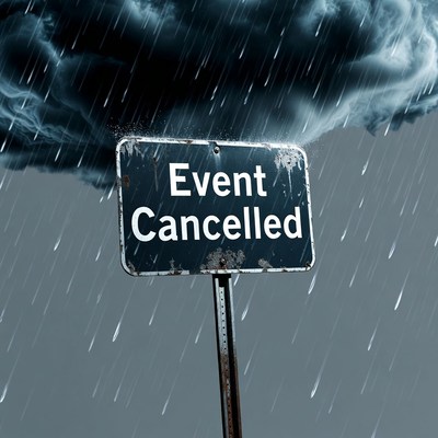 Event Cancelled Sign in Rain