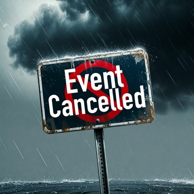 Event Cancelled Sign in Storm