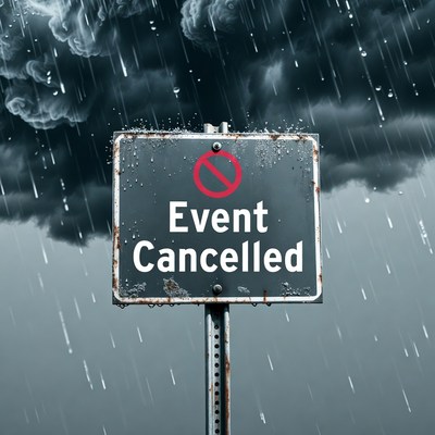 Event Cancelled Sign in Rain