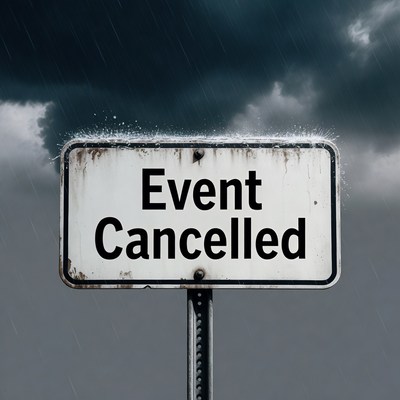 Event Cancelled Sign in Rain