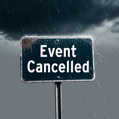 Event Cancelled Sign in Rain