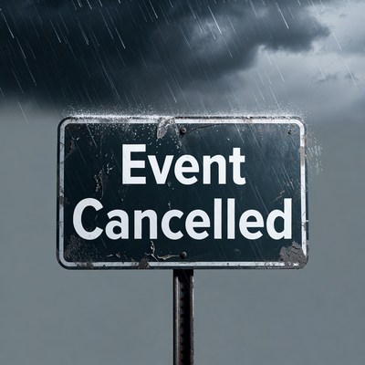 Event Cancelled Sign in Rain