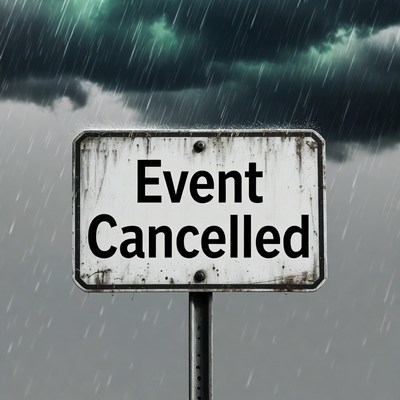 Event Cancelled Sign in Rain