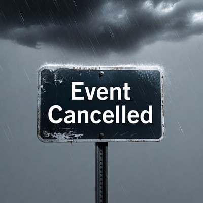 Event Cancelled Sign in Rain