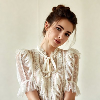 Woman in white lace blouse