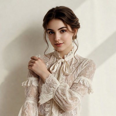 Woman in lace blouse portrait