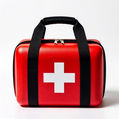 Red First Aid Kit with White Cross