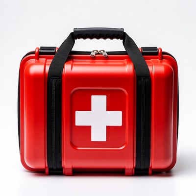 Red First Aid Kit with White Cross