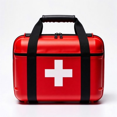 Red First Aid Kit with White Cross