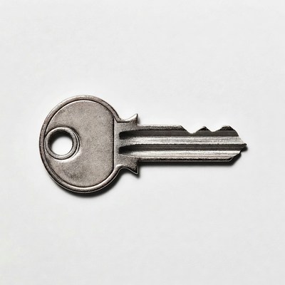 Silver metal key isolated