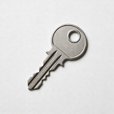 Silver Key on White Background