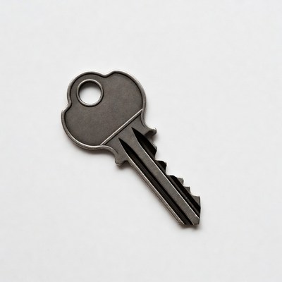 Black metal key isolated