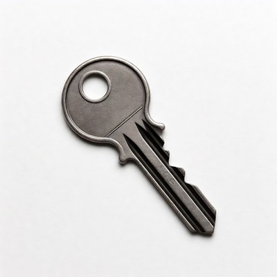 Metal house key isolated