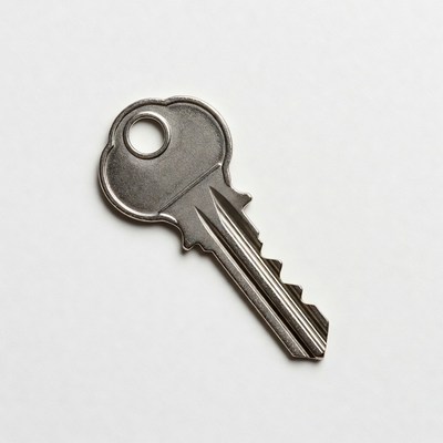 Silver house key isolated