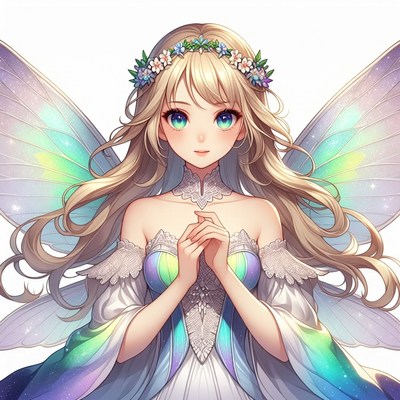 Blonde fairy girl with wings