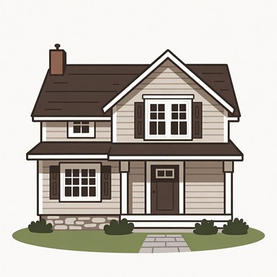 Cartoon House with Porch