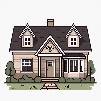 Cute Illustrated House with Porch