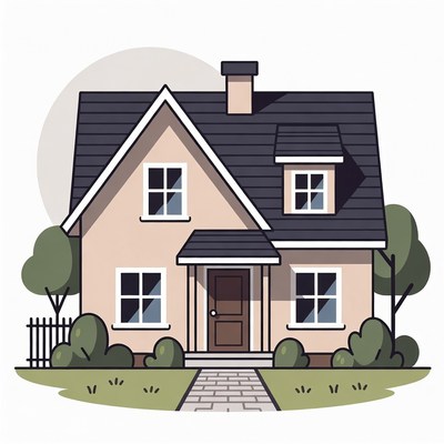 Cartoon House with Garden Path